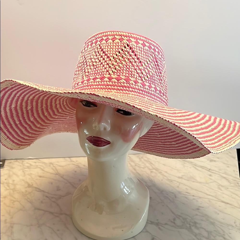 J. Crew Pink and Cream Striped Sun Hat